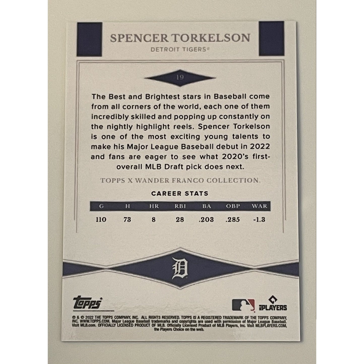 Spencer Torkelson RC 2022 Topps X Wander Franco Collection - #19 Detroit Tigers