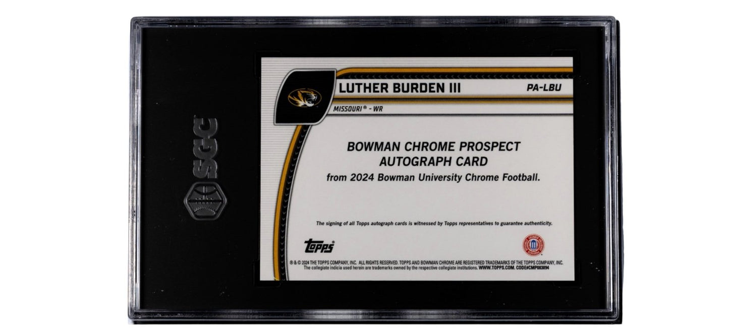 /150* 2024 BOWMAN U CHROME
LUTHER BURDEN III RC Auto PROSPECT PA-LBU REF. SGC 10