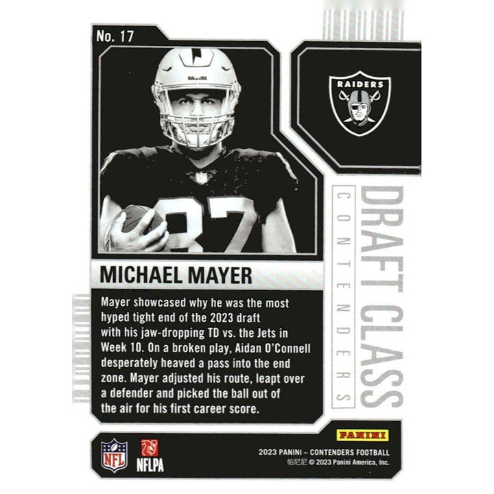 2023 Panini Contenders - Michael Mayer - NFL Las Vegas Raiders Football Card #17