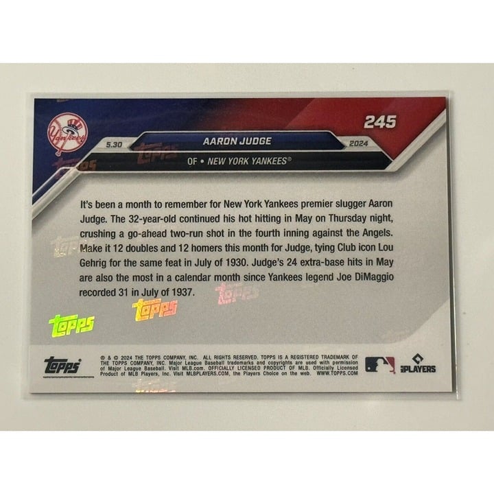 All Rise! 4/5 Aaron Judge NYYankees 2024 MLB TOPPS NOW Card 245 Limited Run 1334