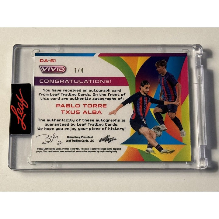 1/4 Pablo Torre / Txus Alba - DUAL AUTO* UAFE Club - 2022 LEAF VIVID Card #DA-61