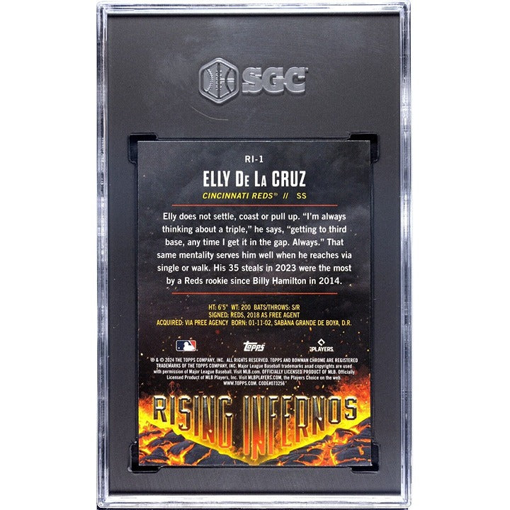 2024 Bowman Chrome Rising Infernos ELLY DE LA CRUZ RC* Reds Rookie #RI-1 - SGC 7