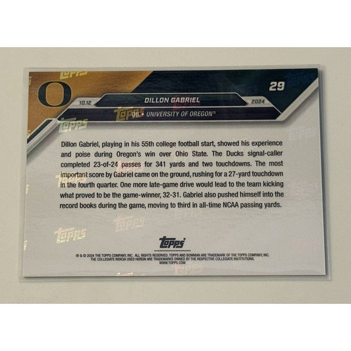 4/5* Dillon Gabriel RC* University Of #1 Oregon- 2024 Bowman U - HISTORY Card 29
