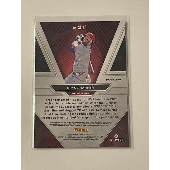 2022 Prizm Bryce Harper Sluggers Silver Prizm Refractor Card #SL-10 MLB Phillies