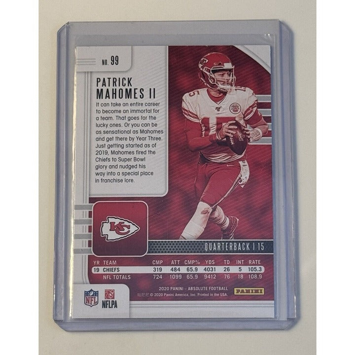 2020 Panini Absolute Football Patrick Mahomes - NFL Kansas City Chiefs - No. 99