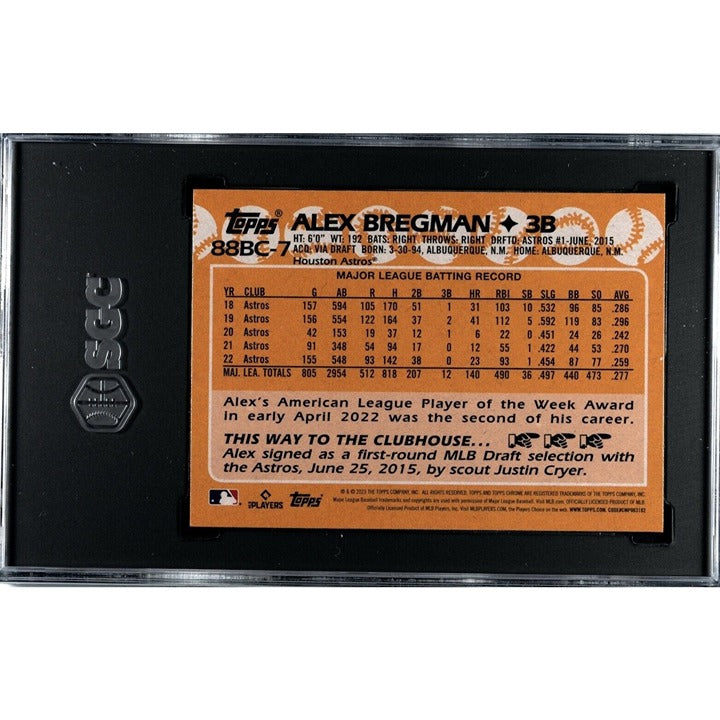 2023 Topps Chrome Baseball Alex Bregman 1988 Topps Design #88BC-7 Astros SGC 9.5