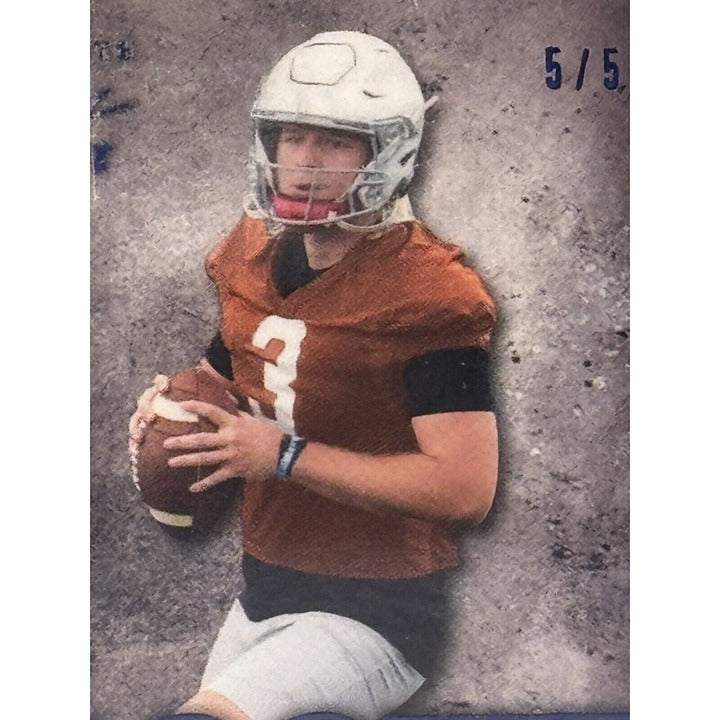 5/5 Quinn Ewers RC* Auto 2022 Leaf Ultimate Draft TEXAS Longhorns - Card #RA-QE1
