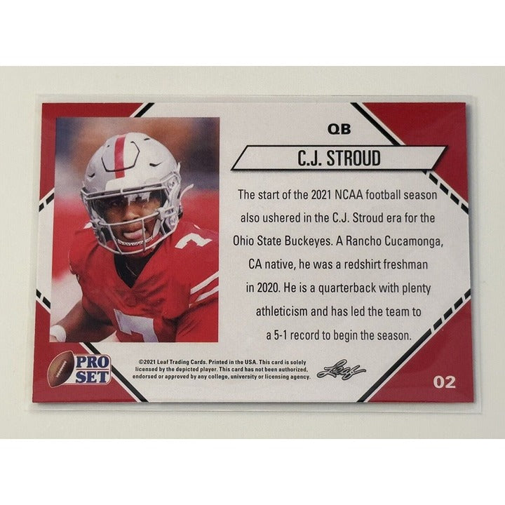 2022 Pro Set Leaf Football CJ. Stroud* RC Ohio State Buckeyes/NFL Texans Card 02