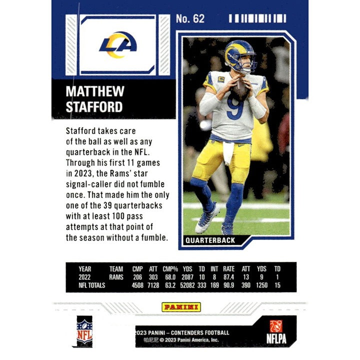 2023 Panini Contenders #62 Matthew Stafford Game Ticket Red NFL Los Angeles Rams