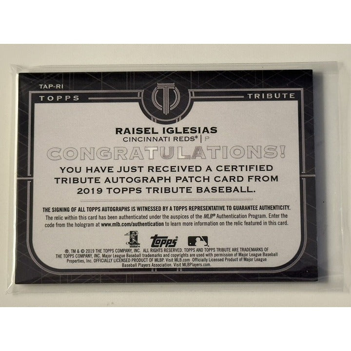 21/50 Raisel Iglesias Autograph 2019 Topps Tribute Jersey Patch #TAP-RI MLB Reds