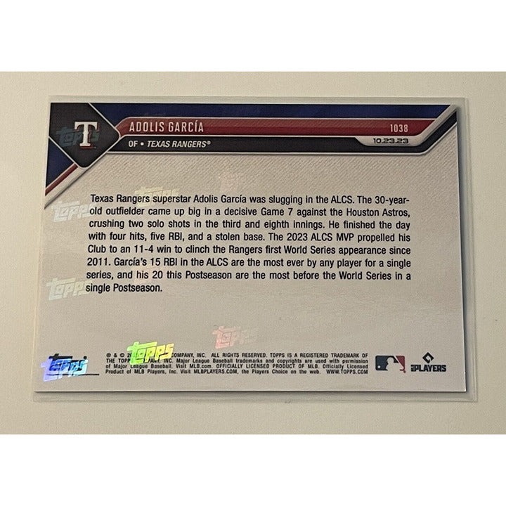 Adolis Garcia* 23/49 Texas Rangers ALCS Champs MVP 2023 Topps Now #1038 PURPLE
