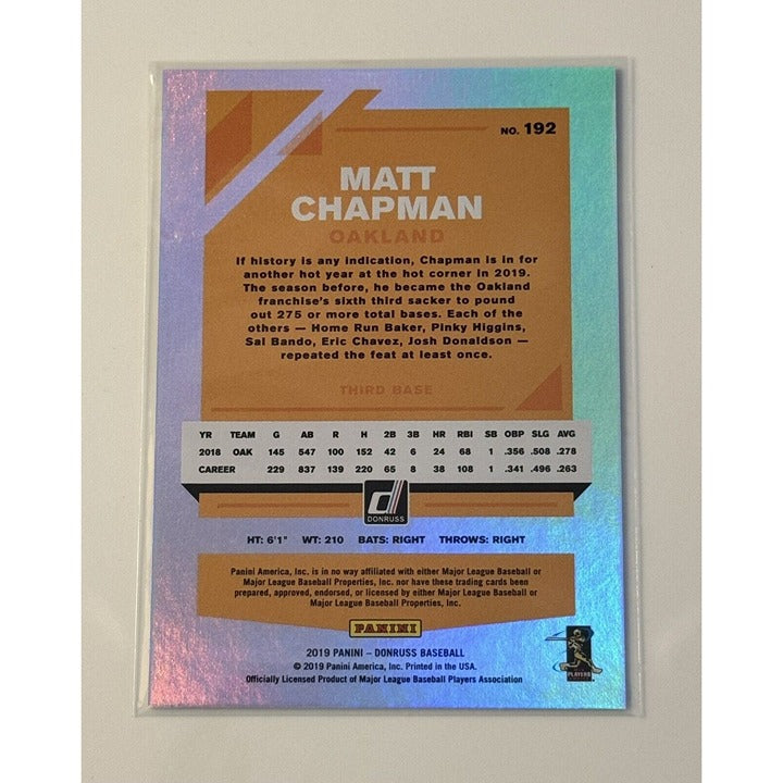 2022 Donruss - 52/99* Matt Chapman MLB Oakland Athletics - AL Baseball Card #162