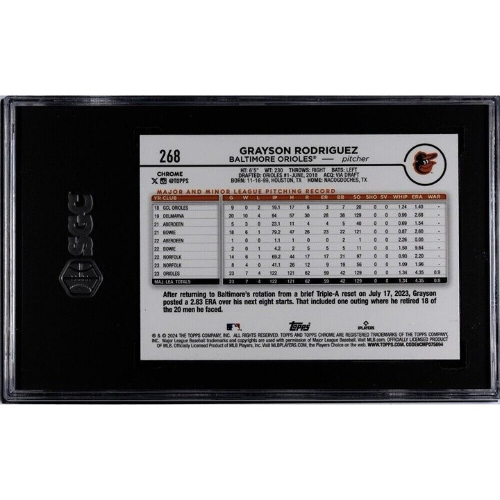 2024 Topps Chrome Grayson Rodriguez MLB Baltimore Orioles Baseball #268 - SGC 10