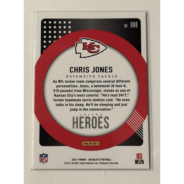 Chris Jones* 2021 Panini Absolute Unsung Heroes NFL Chiefs Red Parallel SP #UH8*