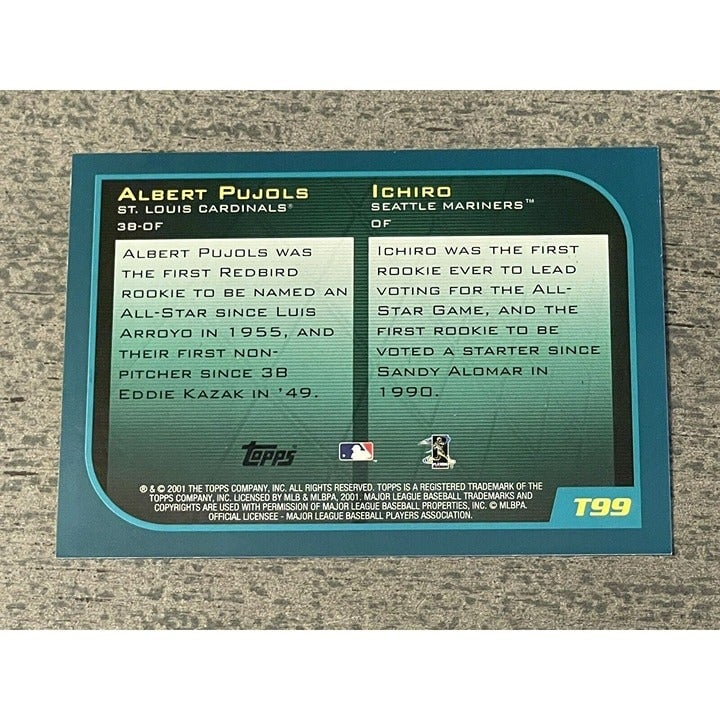 Albert Pujols / Ichiro Suzuki 2001 Topps #T99 MLB HOF Traded Rookies of the Year