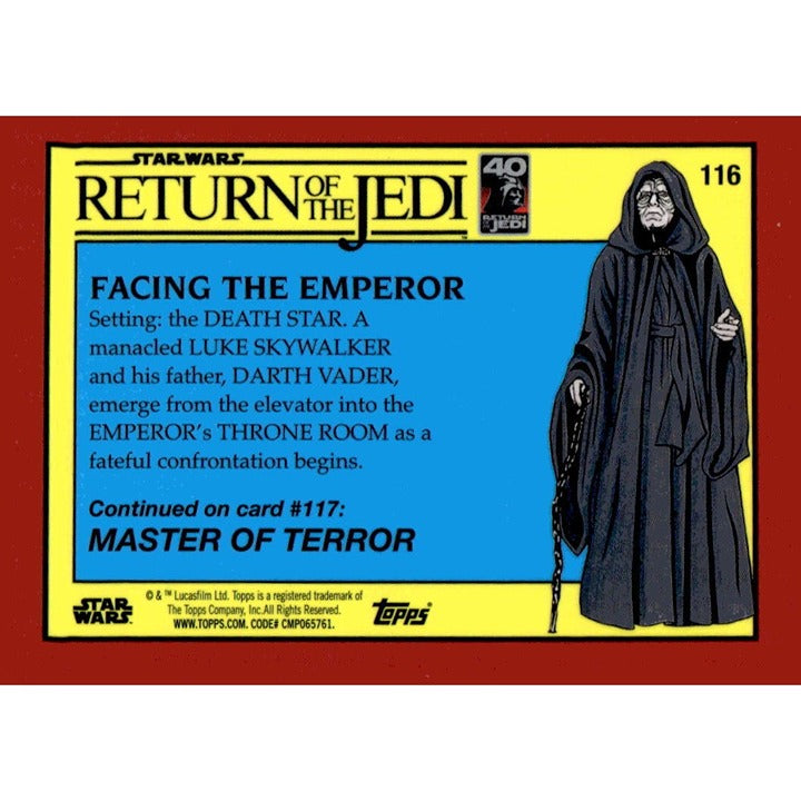 2023 Topps Chrome Sapphire Facing The Emporer Luke Skywalker Darth Vader Card 54