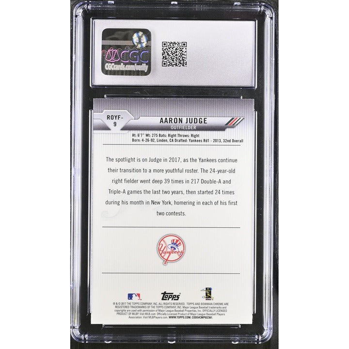 2017 Bowman Aaron Judge RC Rookie Of The Year - NY Yankees Card #ROYF-9 - CGC 10