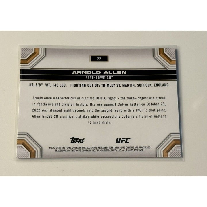 2024 Topps Chrome UFC Arnold Allen - Refractor Featherweight Division- Card #22*