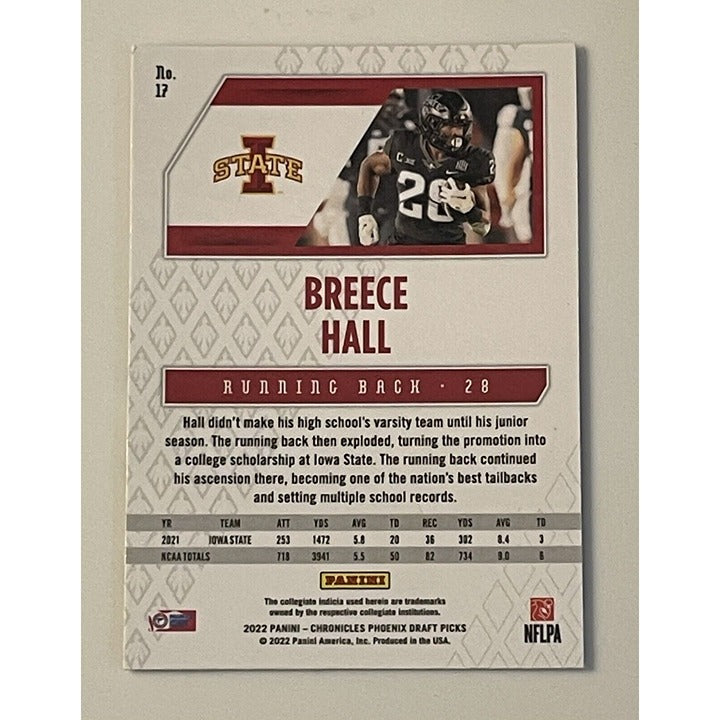 Breece Hall Rookie Card 2022 Panini Chronicles Phoenix Draft Picks #17 - NY Jets