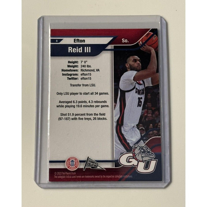 Efton Reid III* 2022 Campus Collection Players Trunk #8 - NCAA NIL Gonzaga Card*