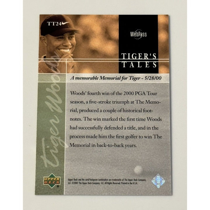 2001 Upper Deck Tiger Woods* RC Tiger's Tales Rookie #TT24 - PGA Tour Golf Card*