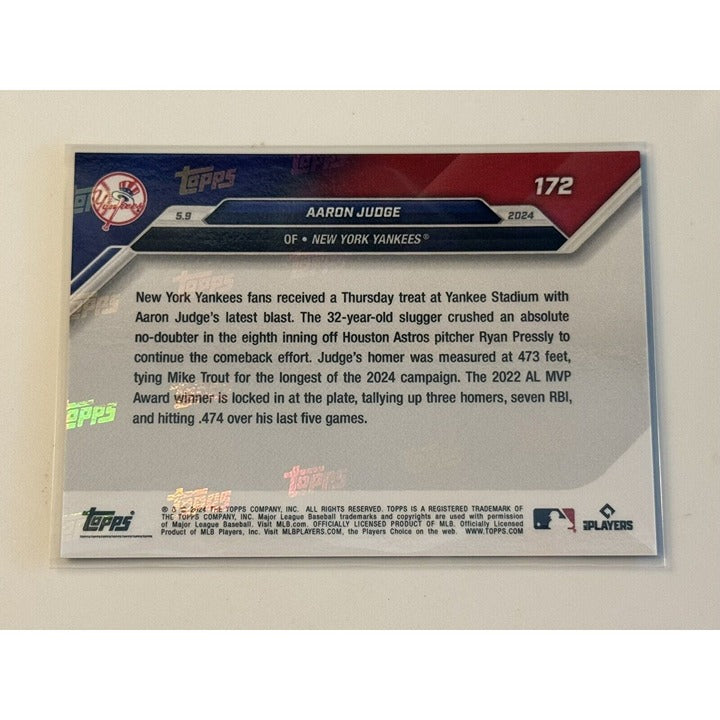 All Rise! 5/25* Aaron Judge MONSTER HR 2024 MLB TOPPS NOW NY Yankees 172 In Hand
