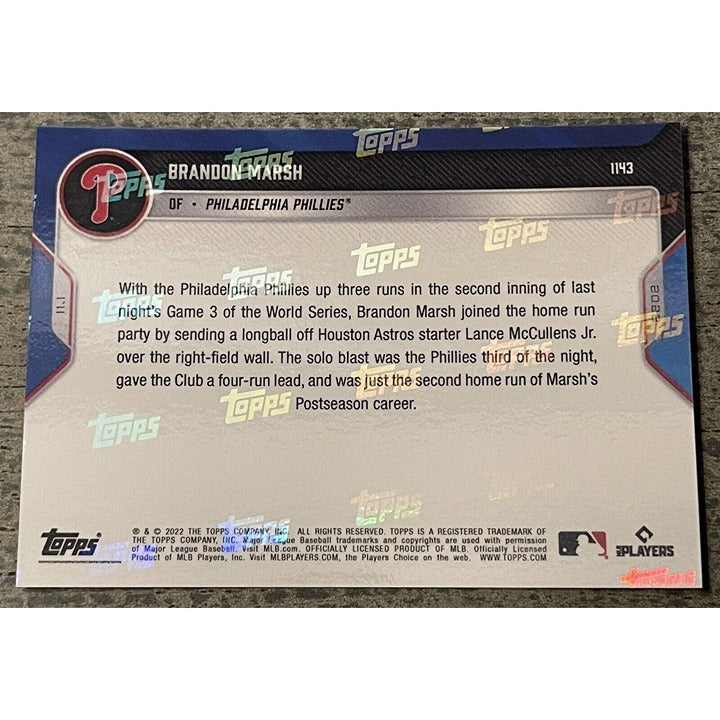 2022 TOPPS NOW World Series #1143 13/49 Brandon Marsh MLB Philadelphia Phillies*