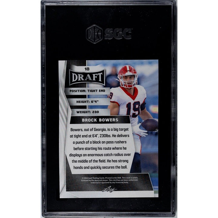 2023 Leaf Draft Picks Brock Bowers Football Card #18 Green Parallel UGA Bulldogs