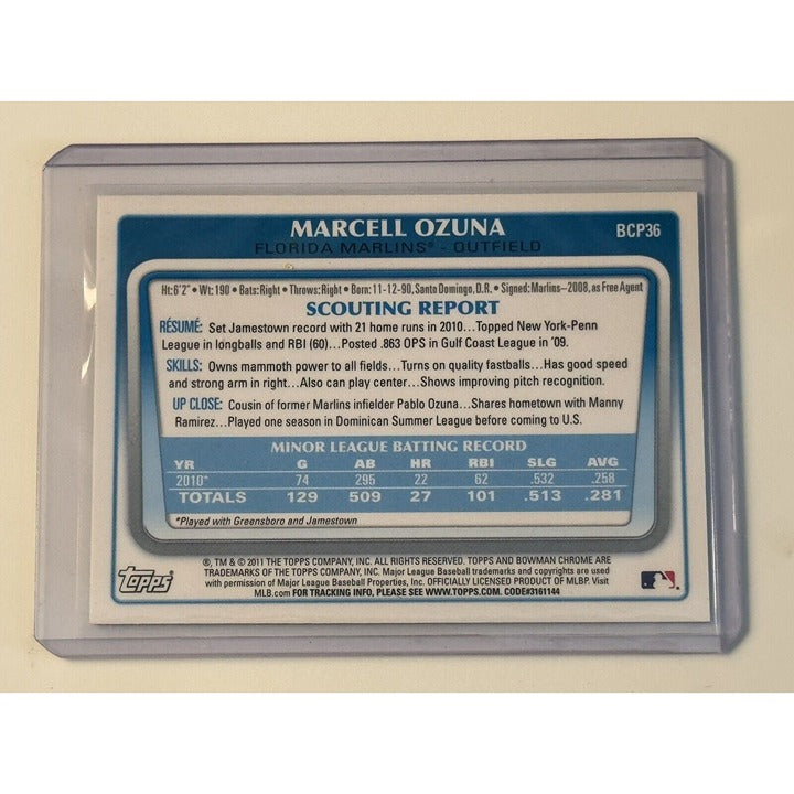 Marcell Ozuna RC 2011 Bowman Chrome Prospects #BCP36 1st MLB Braves Rookie Card