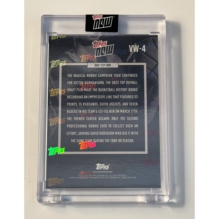 2023-24 TOPPS NOW Basketball Victor Wembanyama RC VW-4 Encased Rookie NBA Spurs*