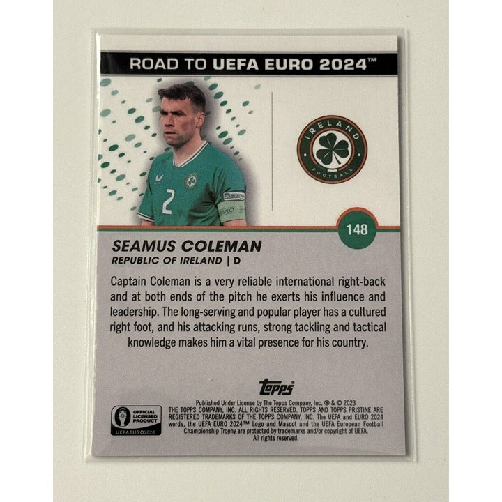 TOPPS PRISTINE UEFA ROAD 2 EURO 2024 Pristine Futbol Card Seamus Coleman Ireland