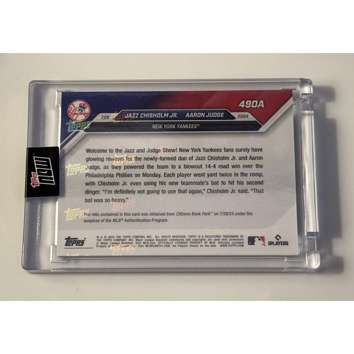 70/125 Aaron Judge Jazz Chisholm Jr 2024 Topps NOW Game Used Base Relic Encased*