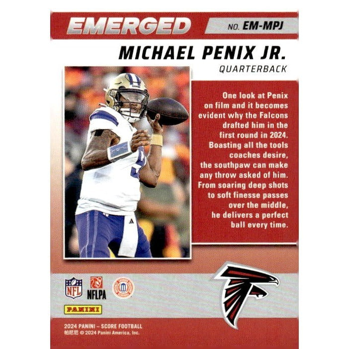 2024 NFL Score Football #EM-MPX Michael Penix Jr. RC Emerged Falcons - Near Mint