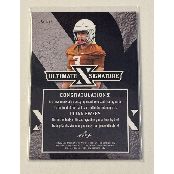 47/99 Quinn Ewers RC Auto 2022 Leaf Ultimate Sign. TEXAS Longhorns Card #UXS-QE1