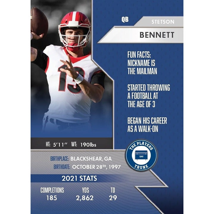Stetson Bennett Gold #66/140 Auto 2022 Players Trunk 2 TIME CHAMPS/UGA Bulldogs*