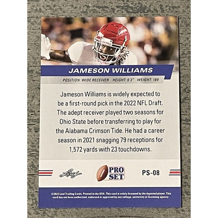 2022 NFL Pro Set Jameson Williams Rookie #PS-08 NFL Detroit Lions Football Card*