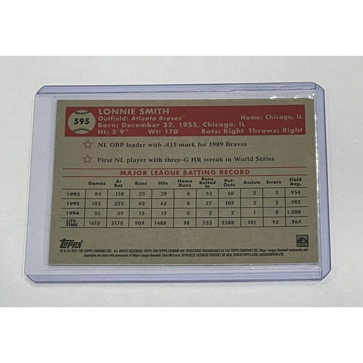 2021 Topps Chrome Platinum Anniversary Lonnie Smith MLB Atlanta Braves Card 595