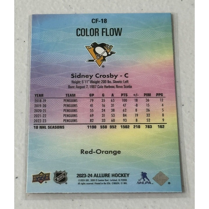 Sidney Crosby 2023-24 Upper Deck NHL Allure Color Flow Red Orange CF-18 Penguins