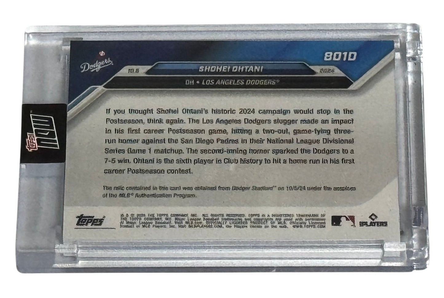 7/25! Shohei Ohtani* 2024 MLB Topps NOW Game‑Used Playoff Base Relic card #801D