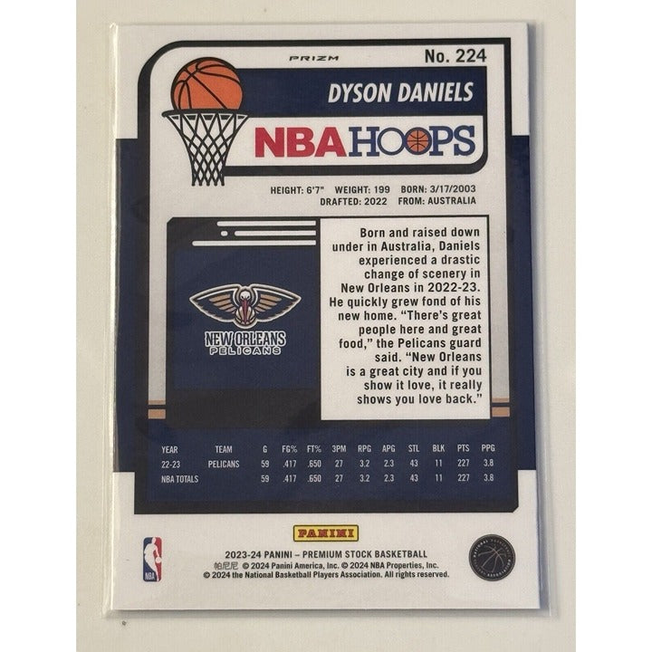 Dyson Daniels 2023-24 Hoops Premium Stock Silver Prizm Card No. 224 NBA Pelicans