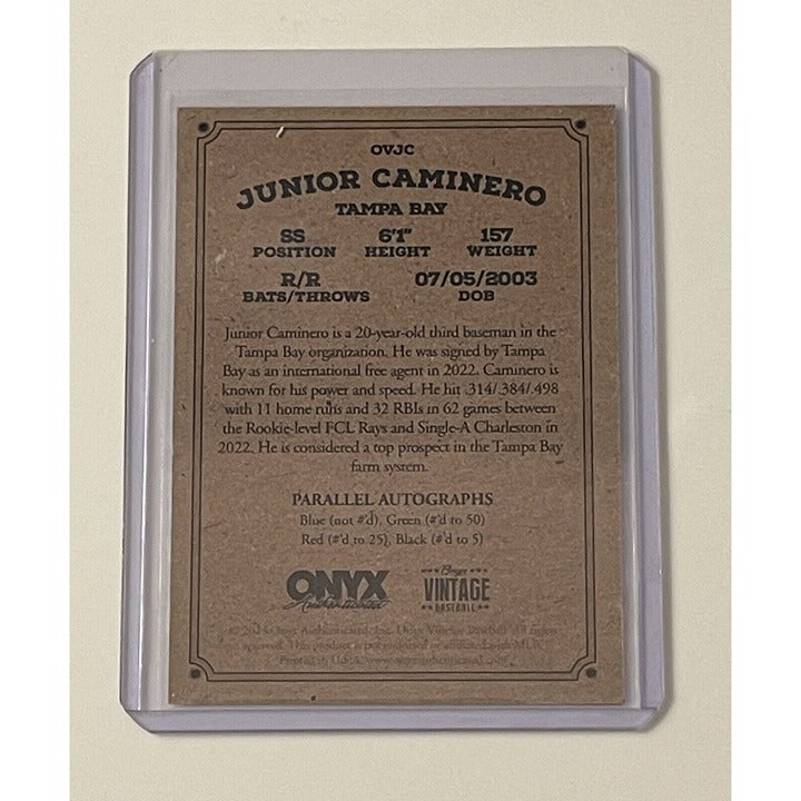 2023 Onyx Vintage Extended Baseball Junior Caminero Blue Ink RC - MLB Tampa Rays