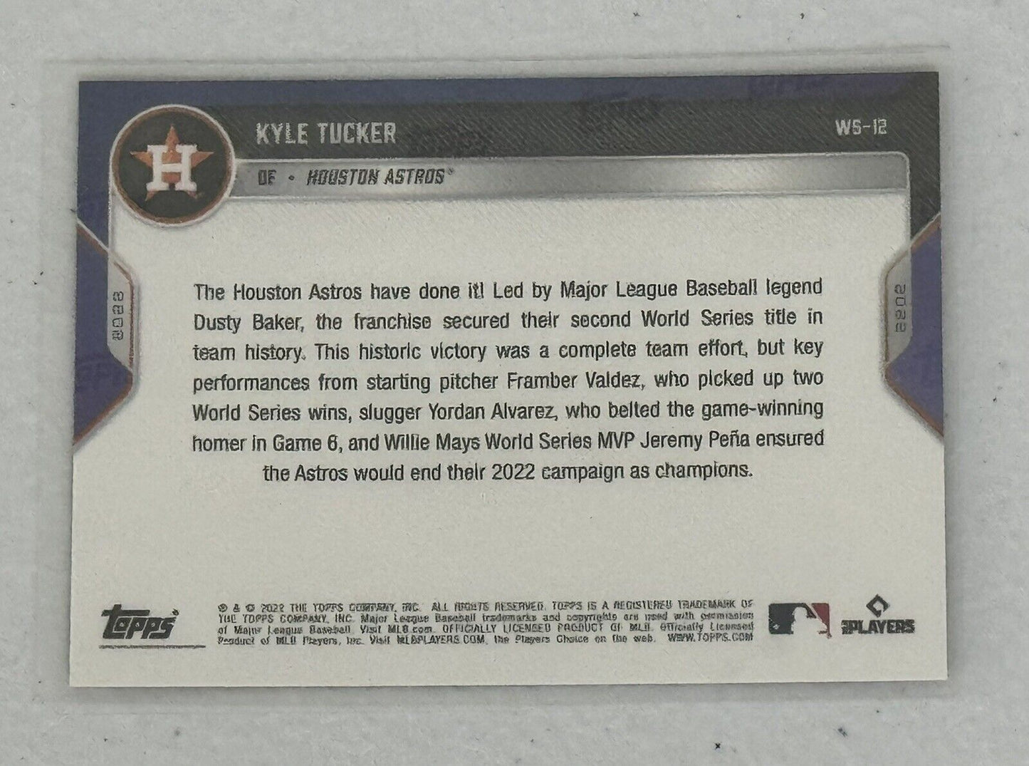2022 Topps Now - Kyle Tucker - World Series Champions Set Card WS-12 MLB Astros*