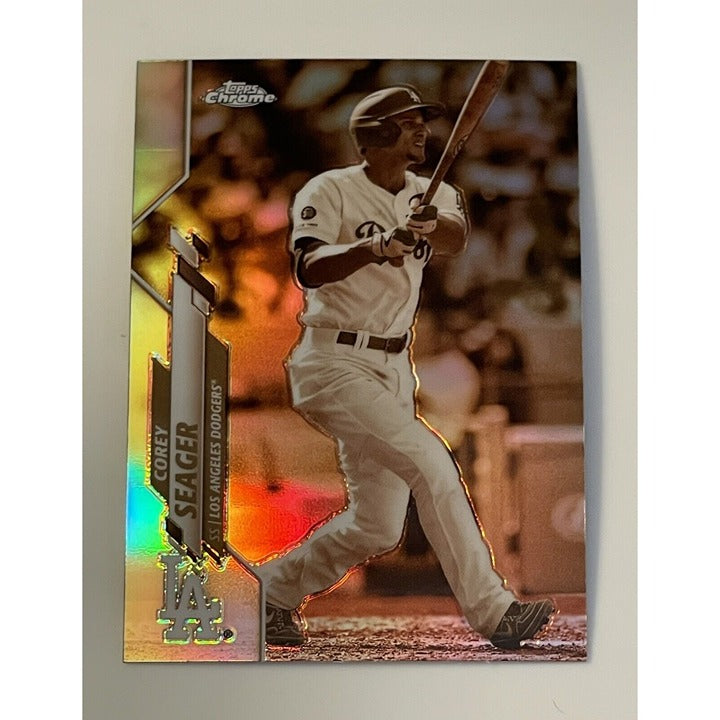 2020 Topps Chrome Corey Seager MLB Negative REFRACTOR Card #196 - Dodgers/Texans