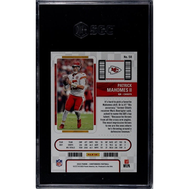 2022 Panini Contenders Season Ticket Patrick Mahomes Kansas City Chiefs 58 SGC 9
