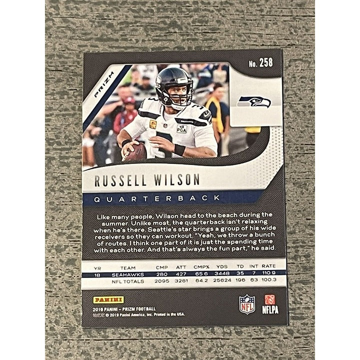 2019 Panini Prizm Lazer Prizm Russell Wilson Card #258 NFL Broncos/Seahawks Card