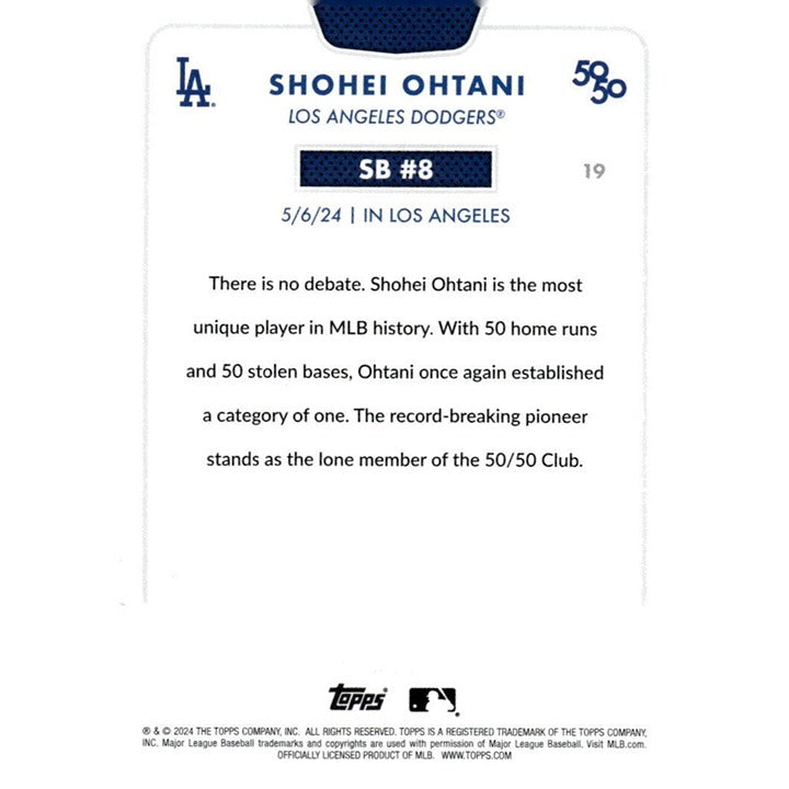 50/50* LIMITED EDITION! Shohei Ohtani MLB LA Dodgers 2024 TOPPS NOW Season #SB 8