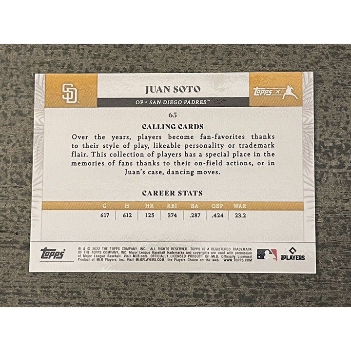 Juan Soto - 2022 Topps X Calling Cards Curated Set MLB San Diego Padres Card #63
