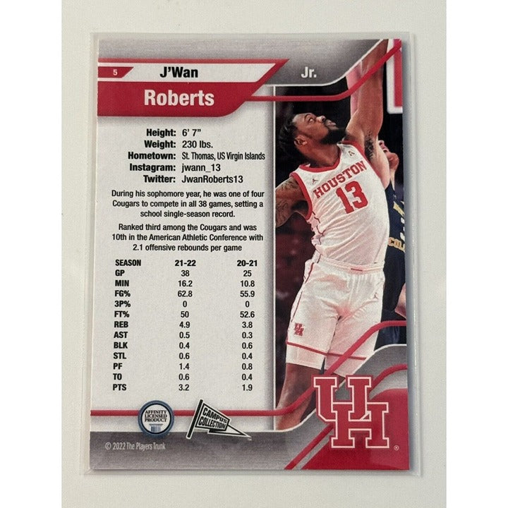 J’wan Roberts Auto 2022 Campus Collection Players Trunk Card 5 NCAA NIL Cougars*