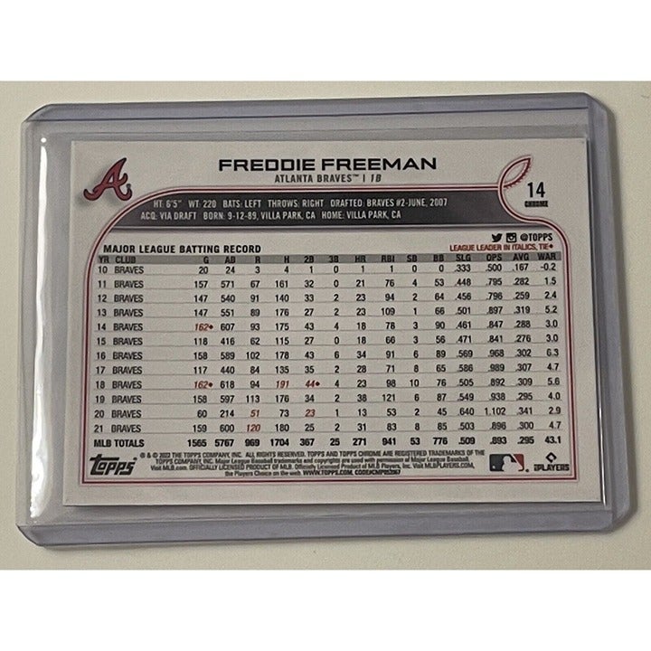 Freddie Freeman* - 2022 Topps Chrome Card #14 - MLB Atlanta Braves - WS Champion