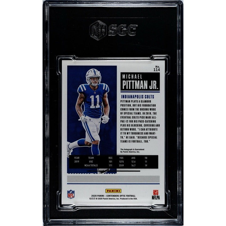 2020 Contenders Michael Pittman Jr BLUE ON CARD Auto ROOKIE Ticket Colts SGC 9.5